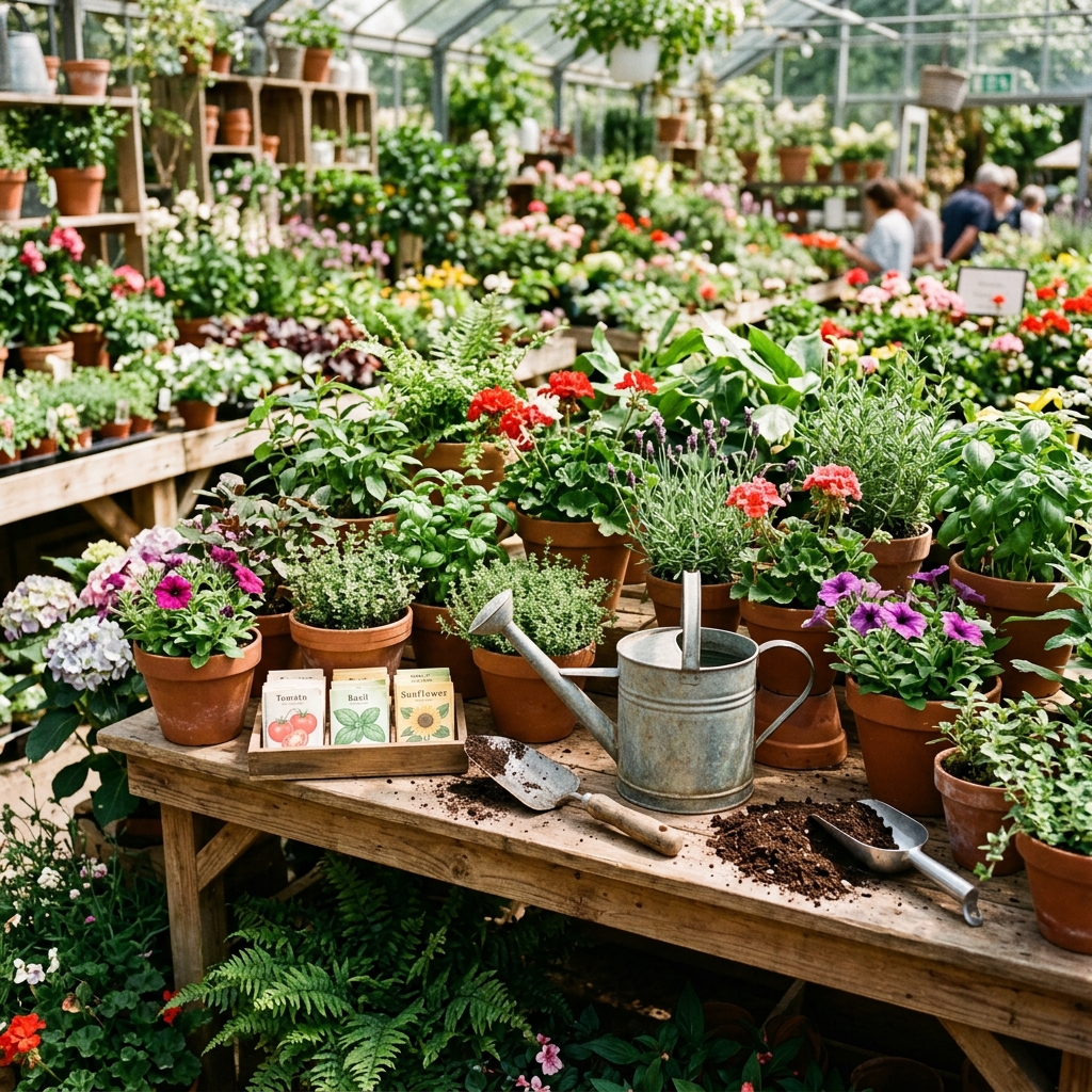 Plantas, vasos e produtos de jardinagem